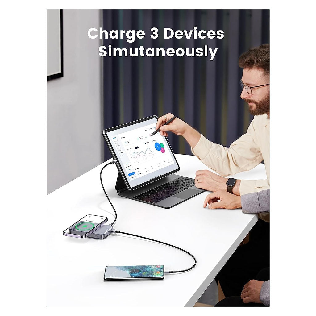 Ugreen 15086 10000mAh Magnetic Wireless Power Bank - Space Grey(15086) - 6