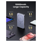 Ugreen 15086 10000mAh Magnetic Wireless Power Bank - Space Grey(15086) - 10