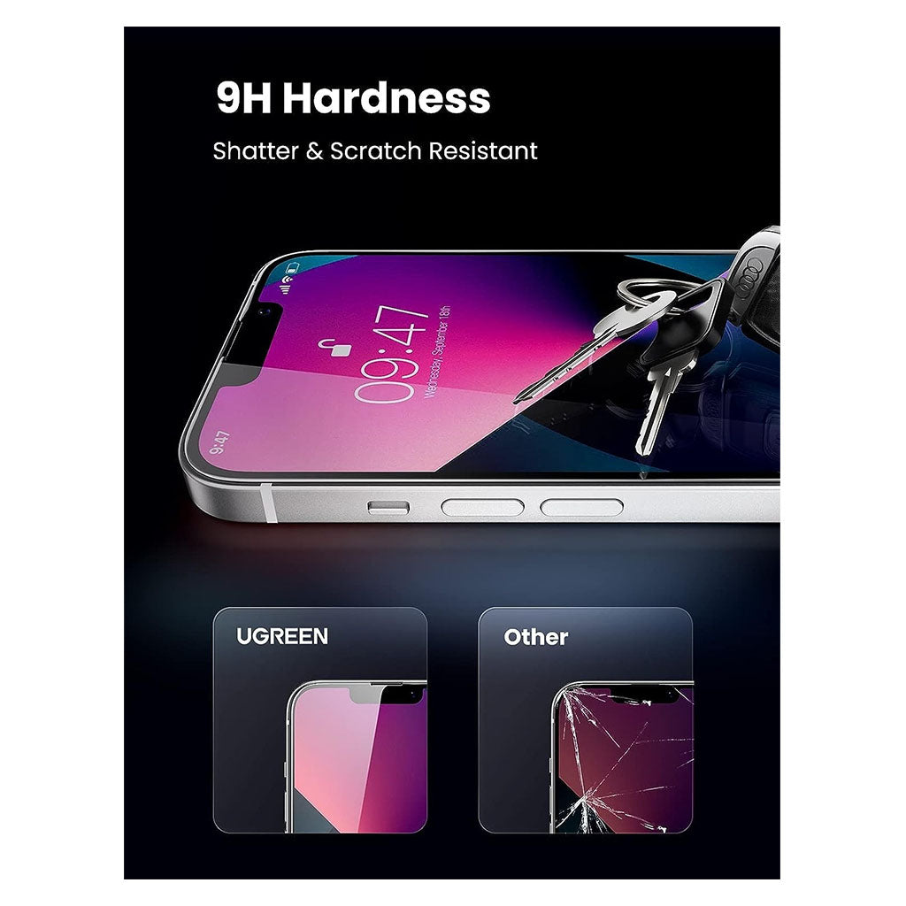 Ugreen 80969 Full Coverage HD Tempered Glass Screen Protector w/ Precise-Align Applicator for iPhone 13 Pro Max/14 Plus - 2 Pack(80969) - 4