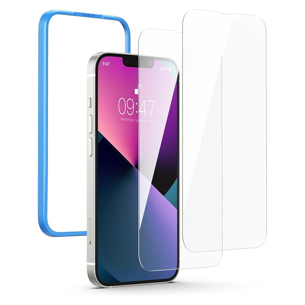 Ugreen 80969 Full Coverage HD Tempered Glass Screen Protector w/ Precise-Align Applicator for iPhone 13 Pro Max/14 Plus - 2 Pack(80969) - 1