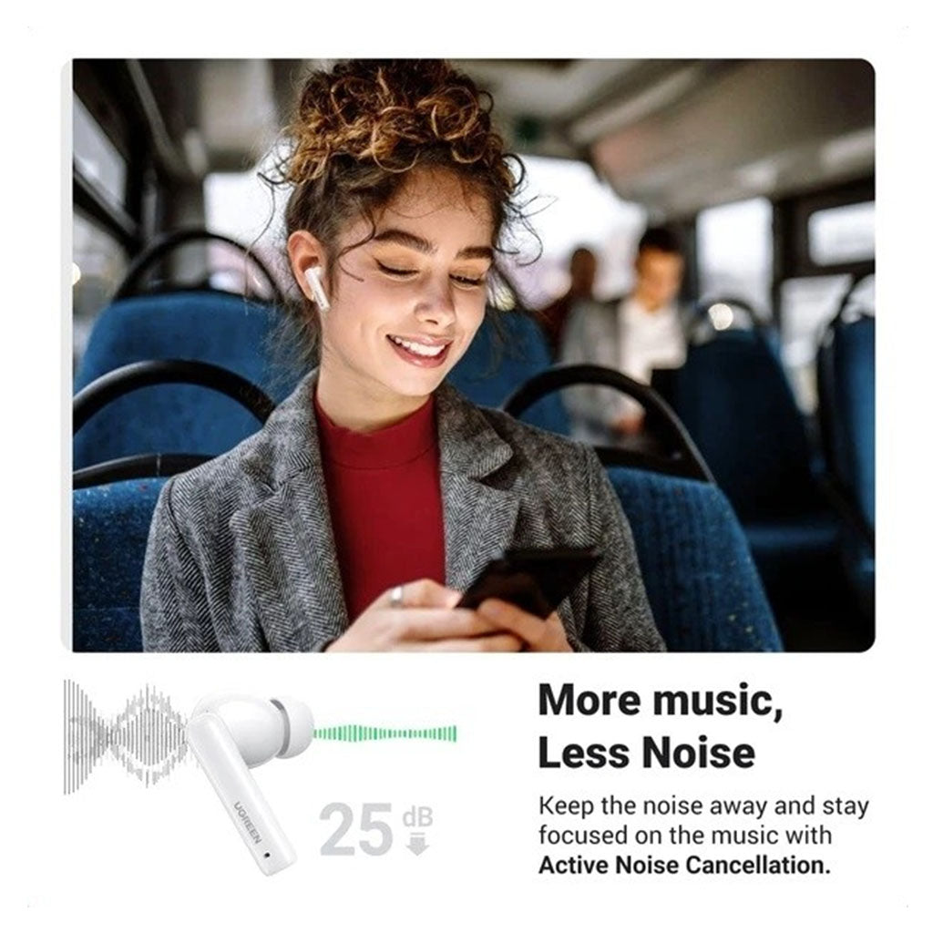 Ugreen 90206 HiTune T3 Active Noise-Cancelling Wireless Earbuds - White(90206) - 6