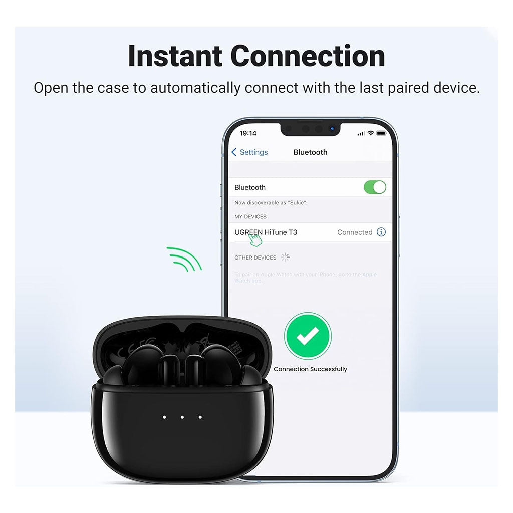 Ugreen 90401 HiTune T3 Active Noise-Cancelling Wireless Earbuds - Black(90401) - 6