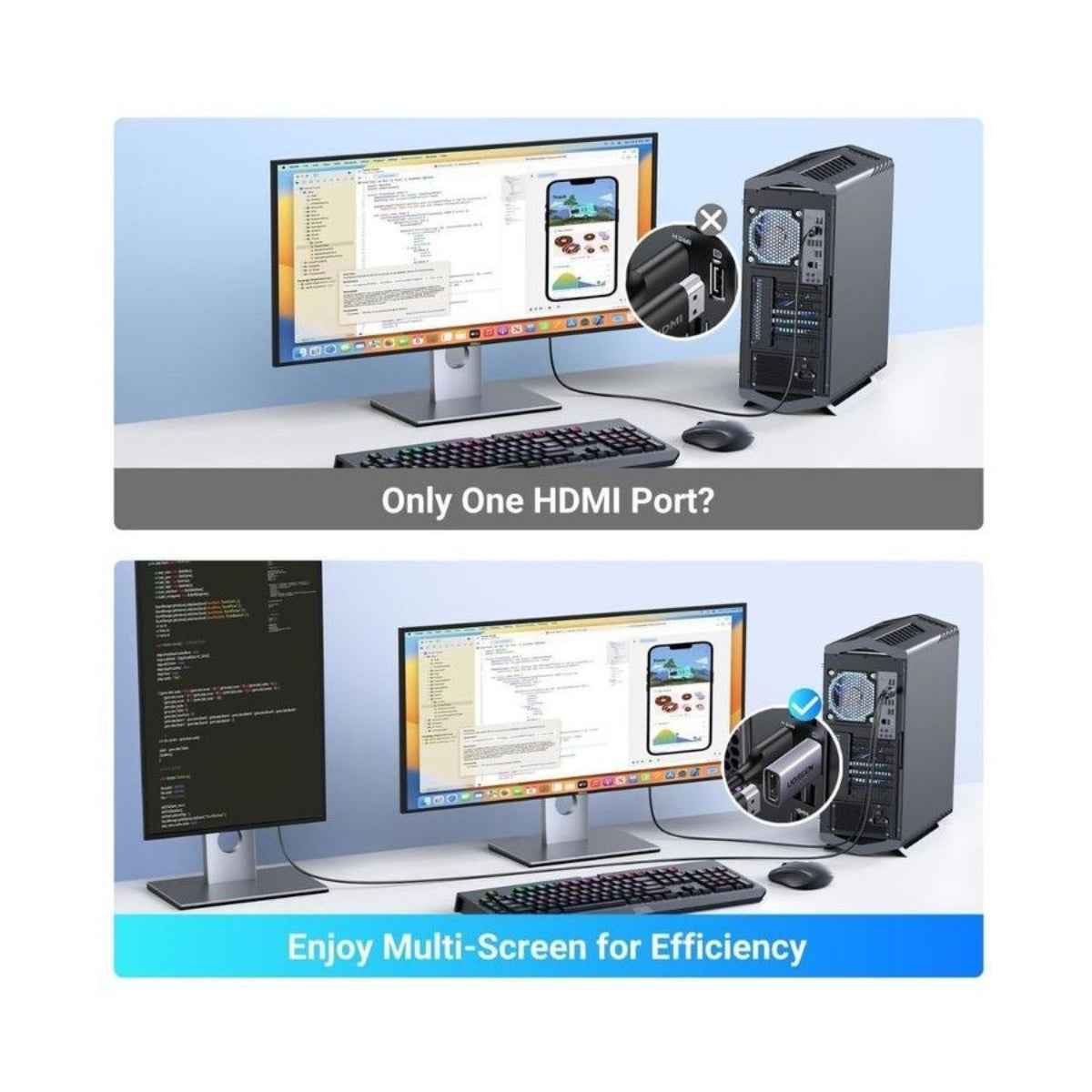 UGREEN DisplayPort to HDMI 4K Adapter - 2 Pcs(55935) - 7