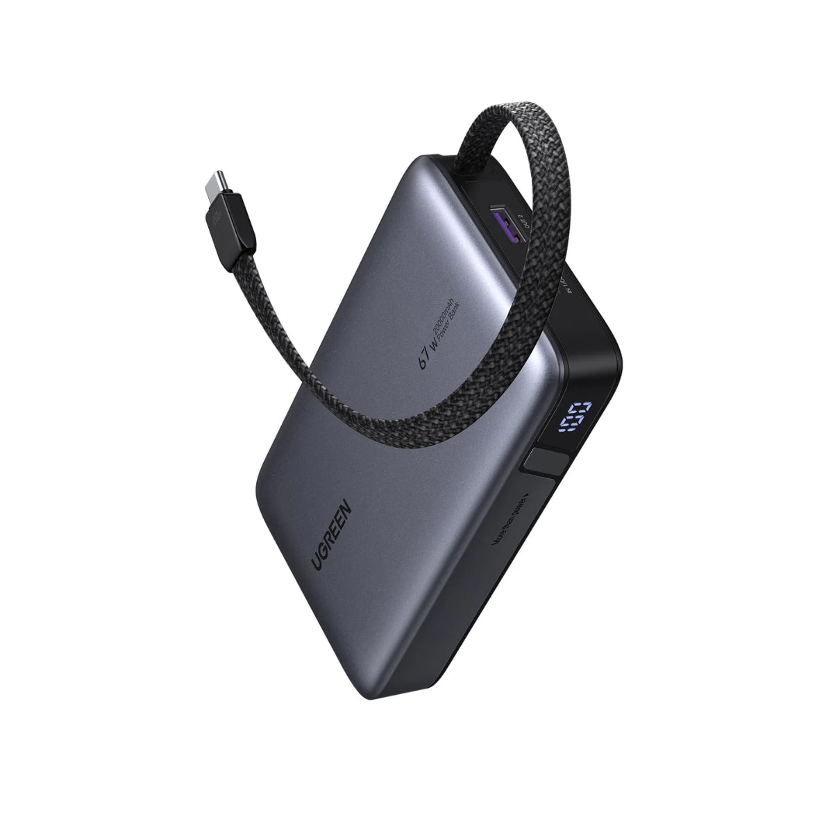 UGREEN Nexode 20000mAh 67W USB-C & USB-A Power Bank w/ Built-in Cable(55996B) - 1
