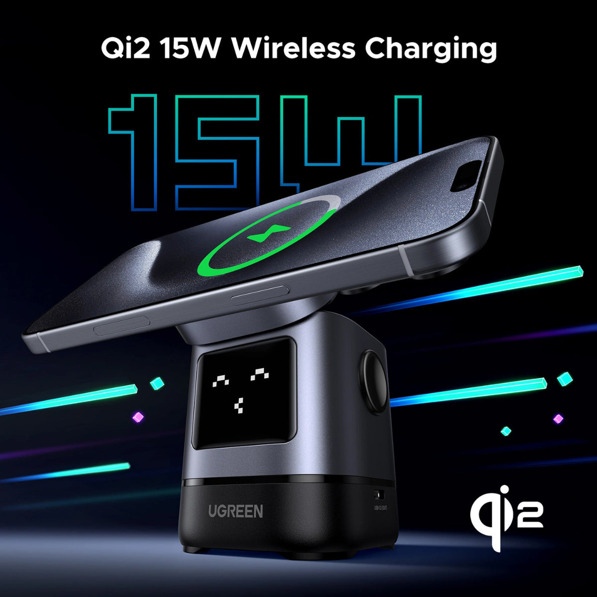 UGREEN Uno 15W Qi2 2-in-1 Magnetic Wireless Charger(45775) - 6