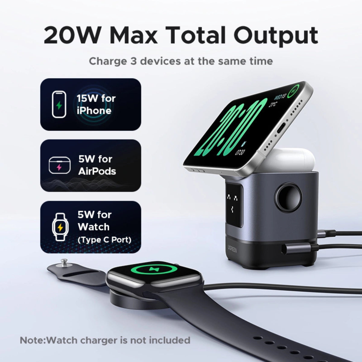 UGREEN Uno 15W Qi2 2-in-1 Magnetic Wireless Charger(45775) - 8