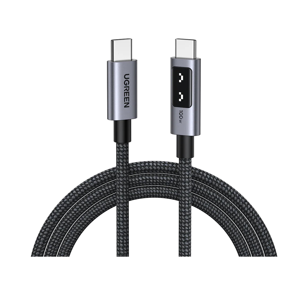 UGREEN Uno 35501 1m 100W USB-C to USB-C Braided Cable - Gray(35501) - 1