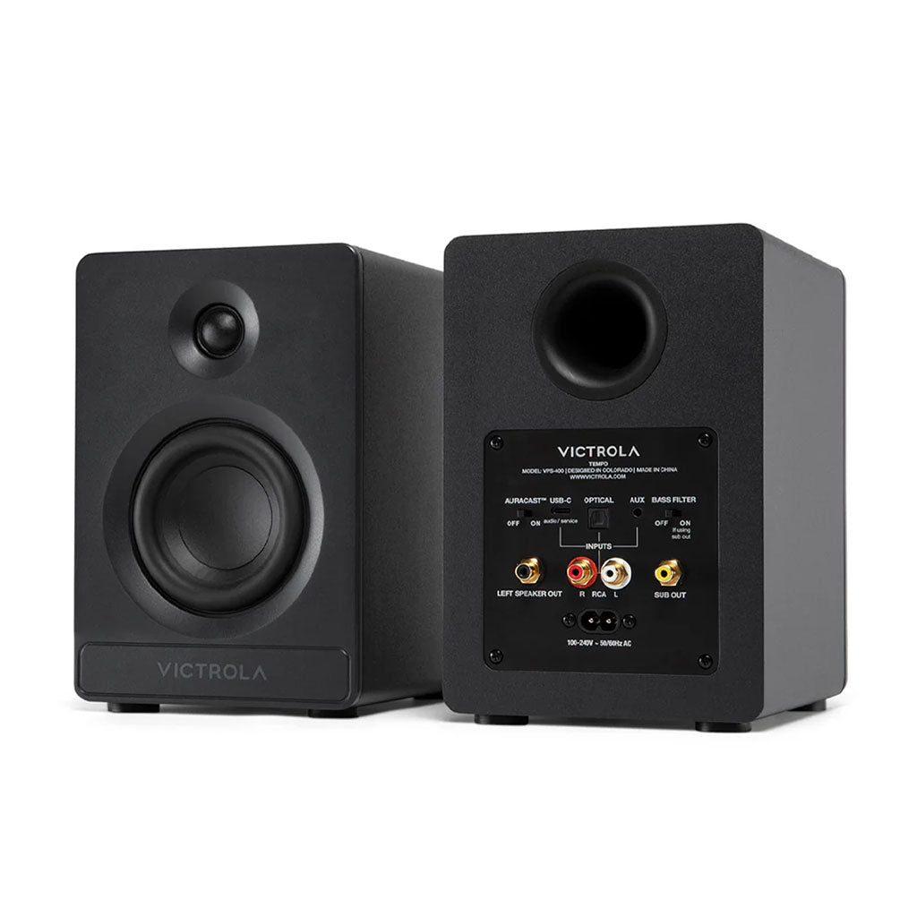 Victrola Automatic Turntable + Victrola Tempo Bookshelf Speakers Bundle - Black(VPT-800-BLK-BUN) - 2