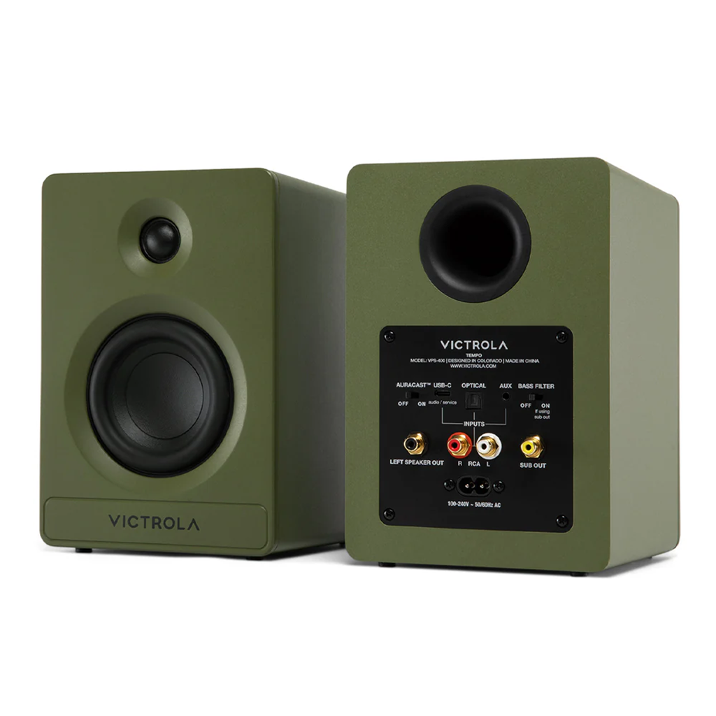 Victrola Tempo Bookshelf Speakers - Green(VPS-400-GRN-INT) - 3