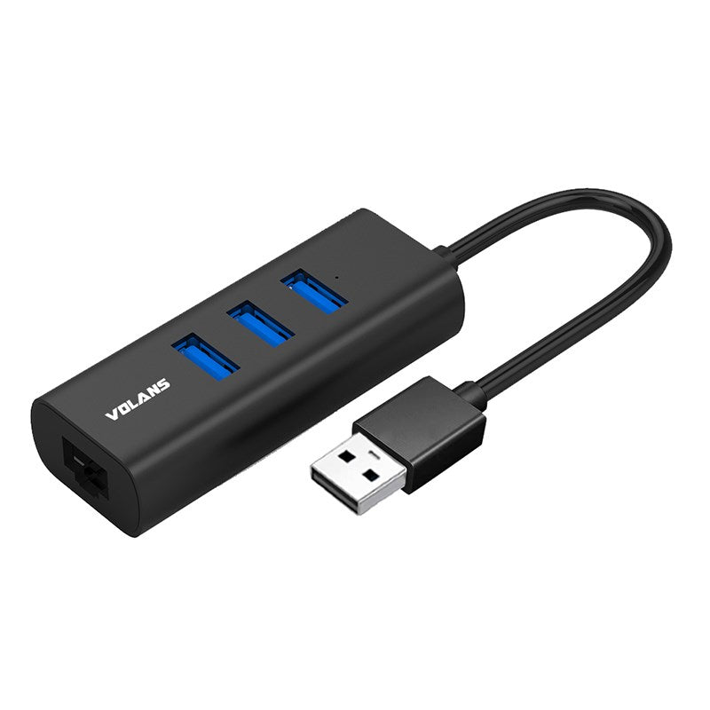 Volans VL-HJ45 3-Port USB3.0 Hub + RJ45 Gigabit Ethernet Adapter - Aluminium(VL-HJ45) - 1