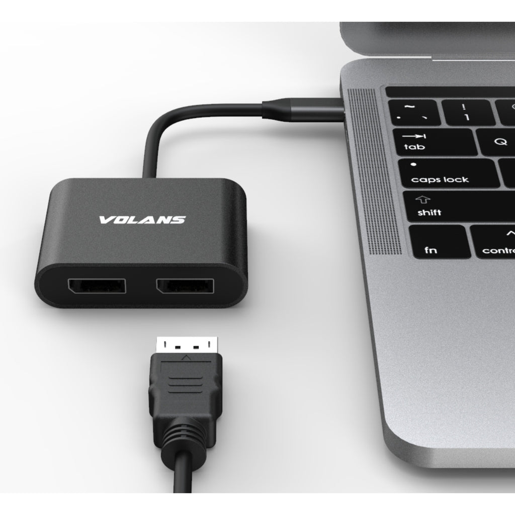 VOLANS VL-UC2DP-S Aluminium 4K USB-C to Dual DisplayPort Adapter with MST Dual Monitor(VL-UC2DP-S) - 5