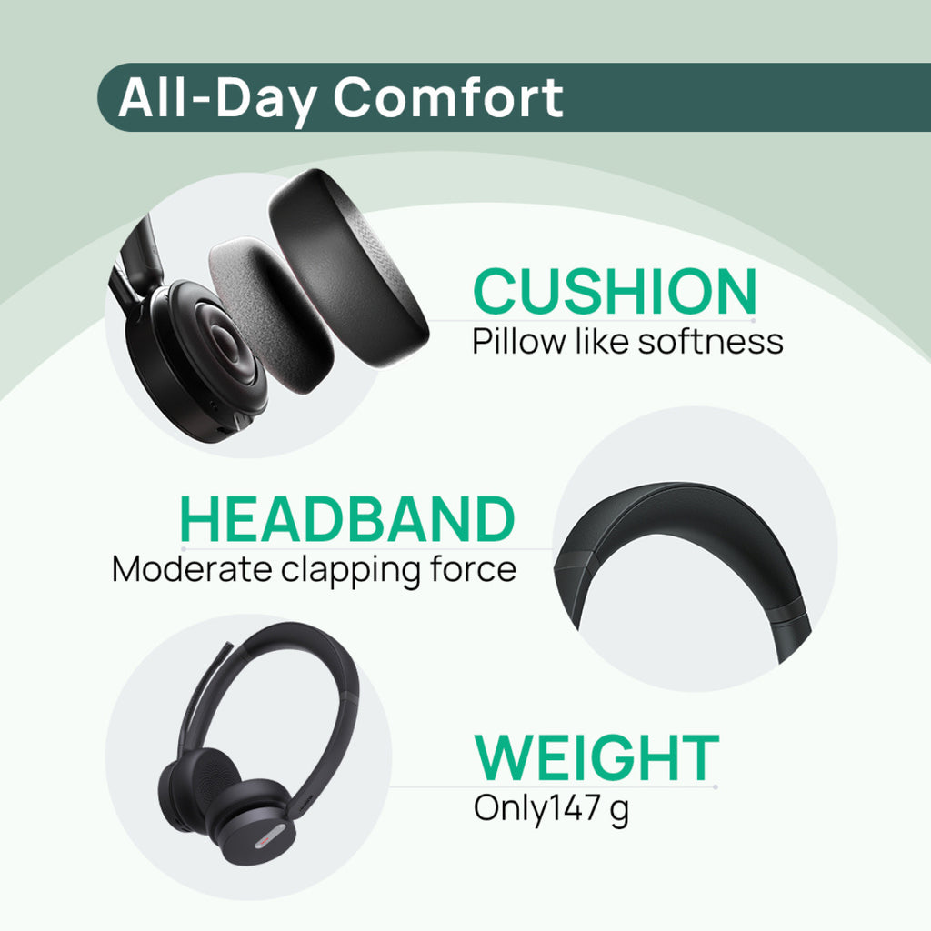 Yealink (BH70 Dual UC) Unified Communication Certified Wireless Headset w/ USB Dongle(BH70-D-UC-C/A) - 4