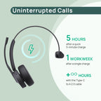 Yealink (BH70 Mono Teams USB-C/A) Microsoft Certified Teams Bluetooth Wireless Headset(BH70-M-MS-C/A) - 4