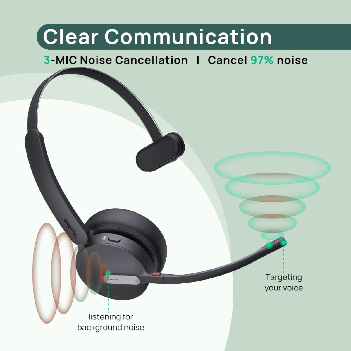 Yealink (BH70 Mono Teams USB-C/A) Microsoft Certified Teams Bluetooth Wireless Headset(BH70-M-MS-C/A) - 2