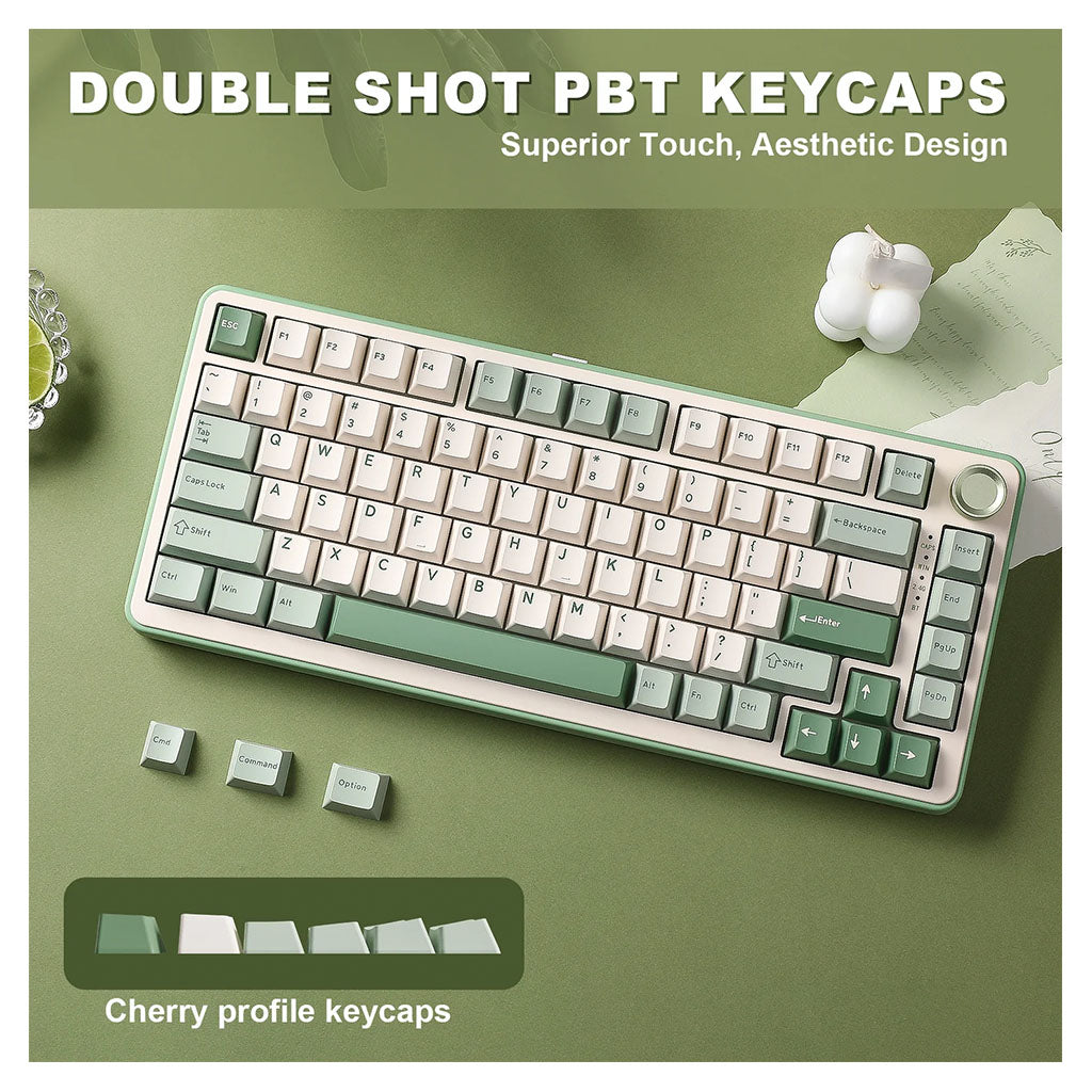 Yunzii B75 Pro Hot-Swappable Wireless Green Mechanical Keyboard - Milk V2 Switches(KBYZB75PGRMK) - 6