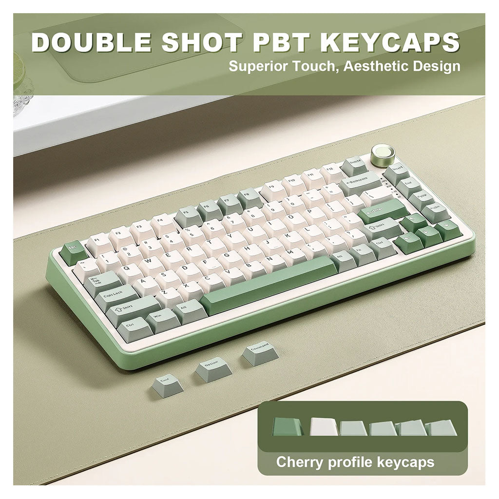 Yunzii B75 Pro Hot-Swappable Wireless Green Mechanical Keyboard - Milk V2 Switches(KBYZB75PGRMK) - 7