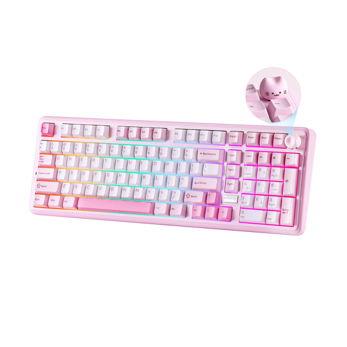 YUNZII B98 PRO QMK/VIA Hot-Swap Wireless Pink Mechanical Keyboard - Candy Linear Switch(KBYZB98PPKCY) - 1